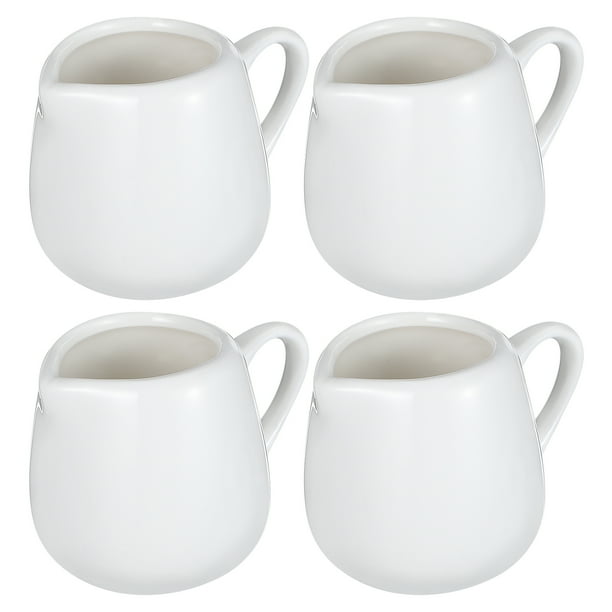 Juego de 4 mini jarras de cerámica para crema - Jarra pequeña de porcelana para jarabe - Dispensador de crema para café, salsas, leche, crema, café, té y aderezos para ensaladas