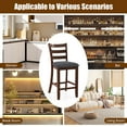 thumbnail image 6 of Gymax Wood Bar Stools Set of 2 Counter Height Chairs w/ Faux Leather Upholstered Seat, 6 of 9