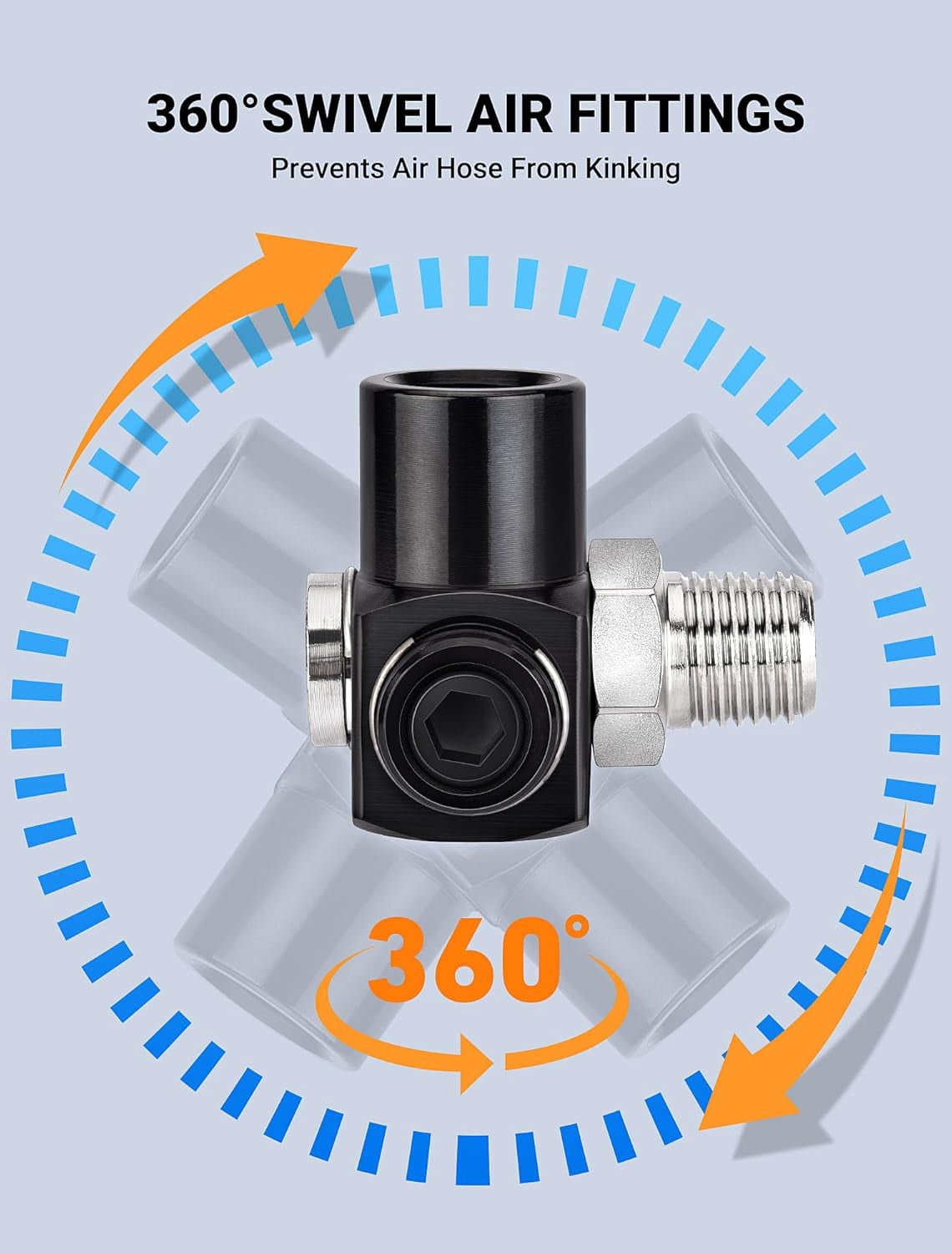 MKEUDQ-2-Packs 1/4" NPT 360° Swivel Air Hose Fittings, No Leakage Air Compressor Hose Fittings with 1/4 Inch MNPT Quick Connect, Air Tool Fittings for Air Compressor Attachments