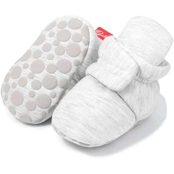 WAYAN Newborn Infant Baby Girl Boy Cotton Booties Stay On Sock Slippers Soft Bedroom Shoes Non-Skid Ankle Boots With Grippers Toddler Crib Warm Shoe First Walker Birthday Shower