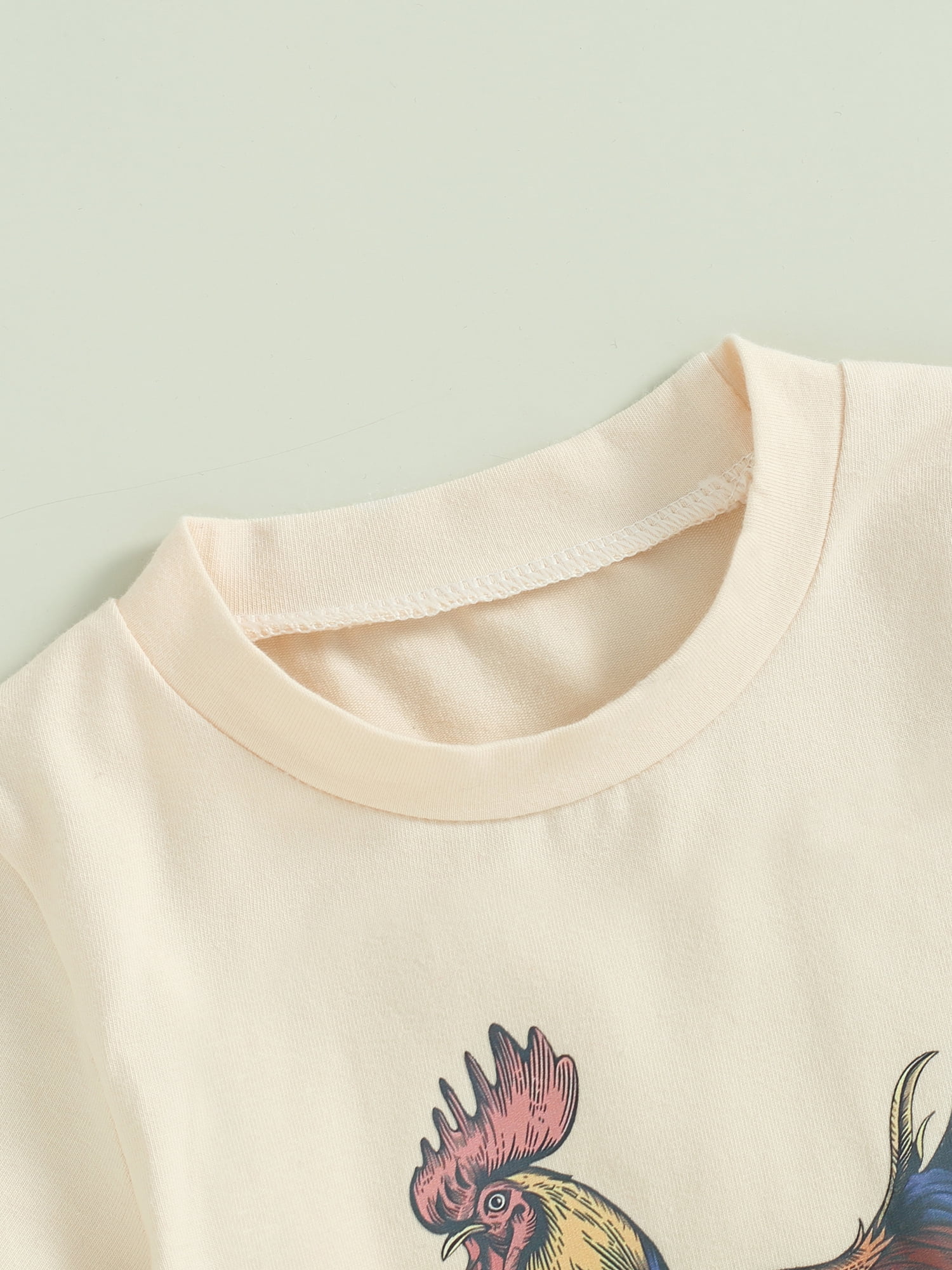 2Pcs Baby Kids Boy Summer Outfits 0 6 12 18 24 Months 2T 3T 4T 5T Short Sleeve Rooster Print T-Shirt + Shorts Set Infant Clothing