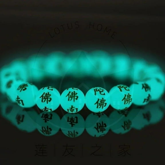 Luminous Stone Buddhist Prayer Bracelet Glow-in-the-Dark 10mm Beads Meditation Mala