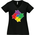 thumbnail image 3 of Inktastic Autism Awareness Month Puzzle Women's Plus Size V-Neck T-Shirt, 3 of 5