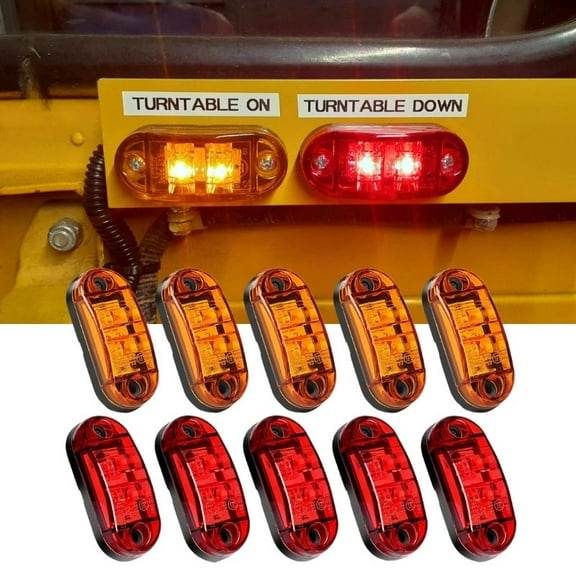 Nilight 2.5inch Oval Side Marker Light 10Pcs 2 Diode Led Trailer Fender Light Clearance Light Waterproof Surface Mounted for 10-30V Truck Camper Boat Lorry