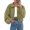 Green -AN14, variant on Womens Oversized Bomber Jackets Puff Sleeve Cropped Jacket Collar, Zip Up, Y2K Streetwear, Trendy Varsity Jackets, for Outdoor Travel Pink M
