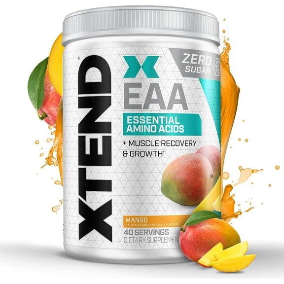 XTEND EAA Post-Workout Powder, for Muscle Recovery, Sugar-Free, Mango, 40 Servings