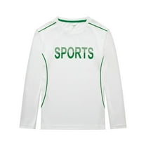 Taqqpue Boys Sports Long Sleeve Shirts Kids Logo Fall Winter Running Athletic T-Shirts Moisture Wicking Tee Tops 6-16Y