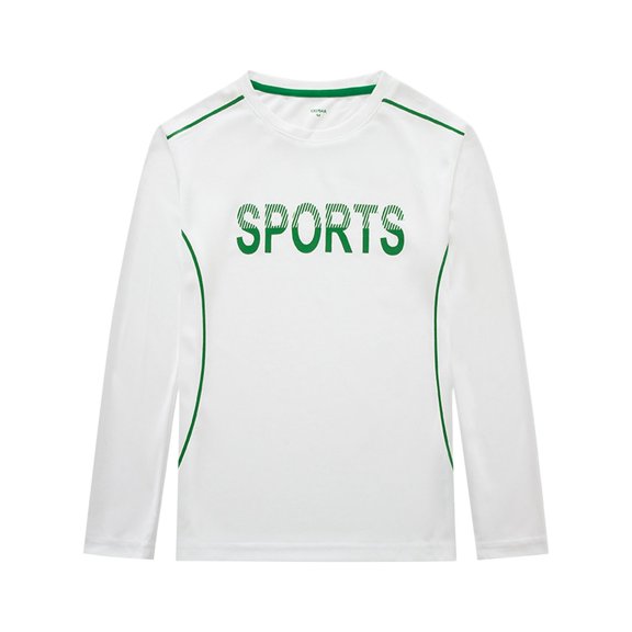HBGVBA Boy's Long Sleeve Sports Shirts,Crew Neck Pullover Top Sweat Wicking Athleisure Layering Piece Warm Casual Fall Winter Youth 6-16 Years