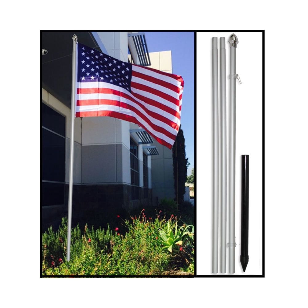 10' Foot Silver Aluminum Flag Pole Kit (No Flag)