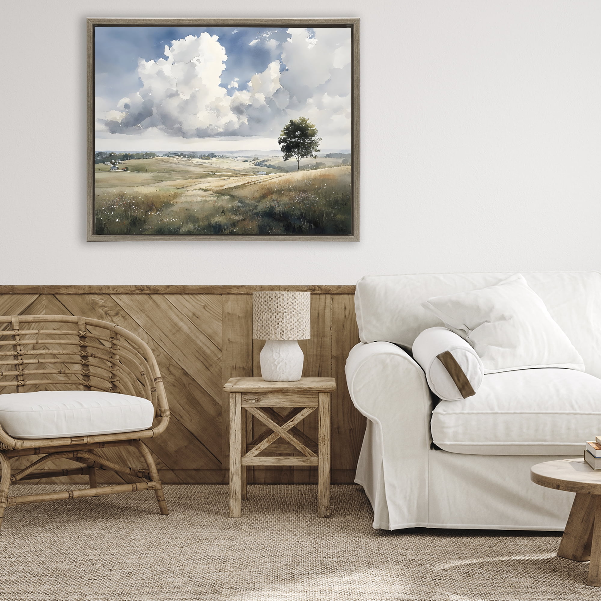 Stupell Industries Pretty Hills with Solitary Tree Brown Framed Floater Canvas Wall Art, design by Franklyn Gregory