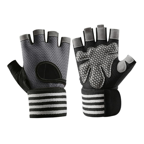 Guantes de entrenamiento antideslizantes y portátiles para ciclismo, dominadas, mujeres y hombres. gris