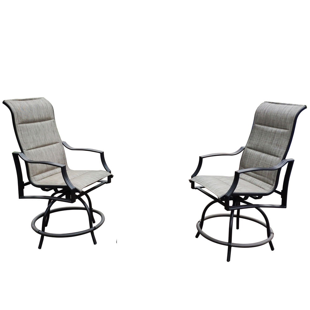 Set of 2 Outdoor Patio Stacking Chair 360°Swivel Chair Metal Frame ...