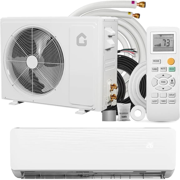 12000 BTU Mini Split AC/Heating System, 19 SEER2 Inverter Split System Air Conditioners Heat Pump, Ductless Wall Mount AC Unit Cool Up to 750 Sq. Ft, Installation Kits, 115V