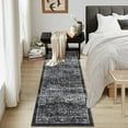 thumbnail image 4 of Washable Distressed Runner Rugs 2x6, Non-Slip Low Pile Hallway Living Room Bedroom Floor Carpet, Black, 4 of 7