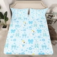 thumbnail image 2 of Feelyou Kawaii Bowknot Swan Kids Full Size Sheets, Blue Cherry Blossoms Bed Sheets, 4pcs, 2 of 7