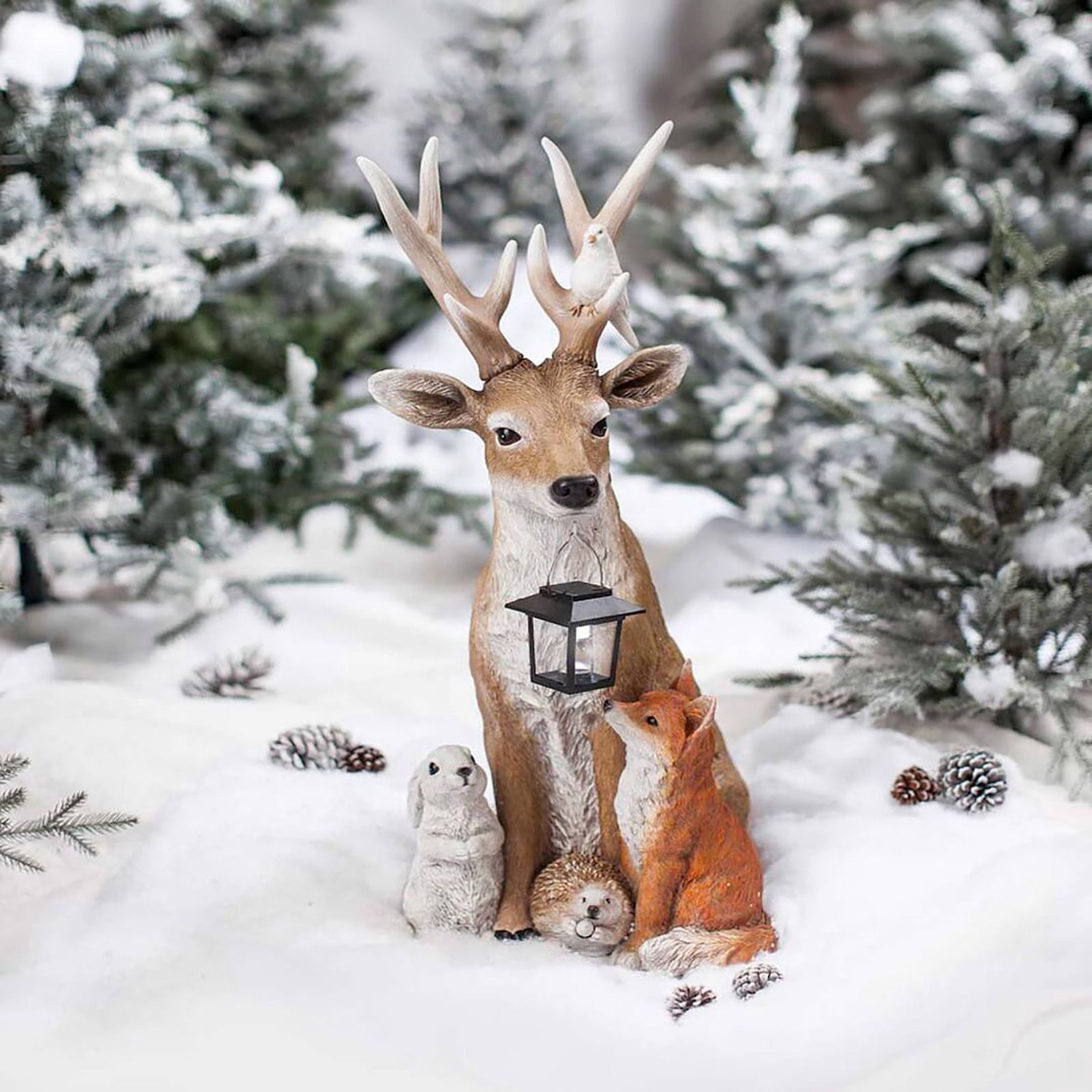 Garden Lamps for Outdoor Decoration Solar Statue Lights Featuring Deer Rabbit Hedgehog Wolf Animal Sculptures for Yard Garden Path Energy Saving Resin Figurines