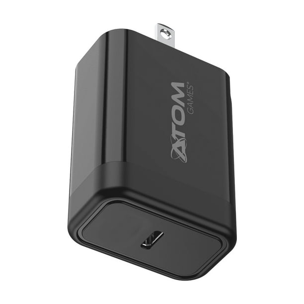 Cargador Rápido 45W Tipo-C para Nintendo más Cable USB C De 2m Atom Games negro