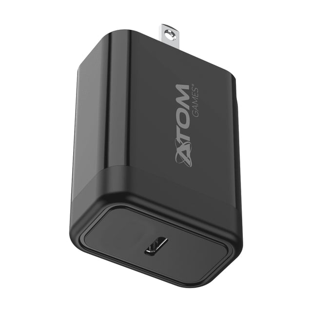 Cargador Rápido 45W Tipo-C para Nintendo más Cable USB C De 2m Atom Games negro