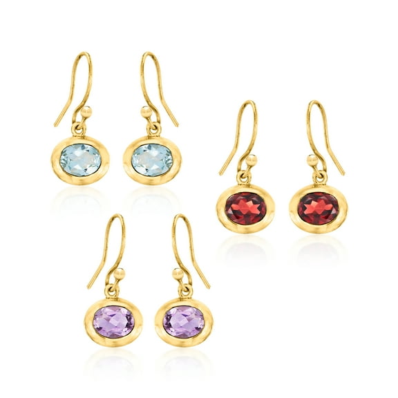 Ross-Simons 6.80 ct. t.w. Multi-Gemstone Jewelry Set: 3 Pairs Of Drop Earrings in 18kt Gold Over Sterling, Women's, Adult