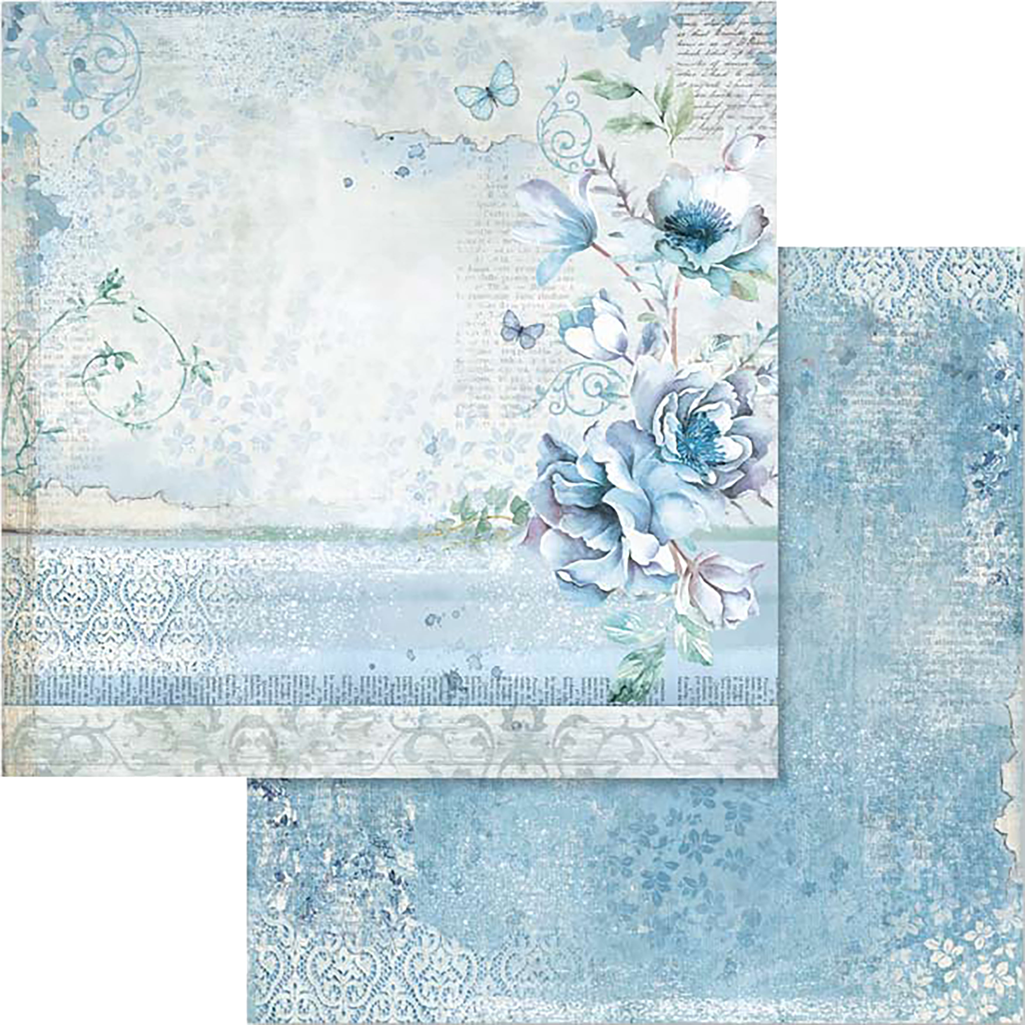 Stamperia DoubleSided Cardstock 12"X12"Blue Land Flower