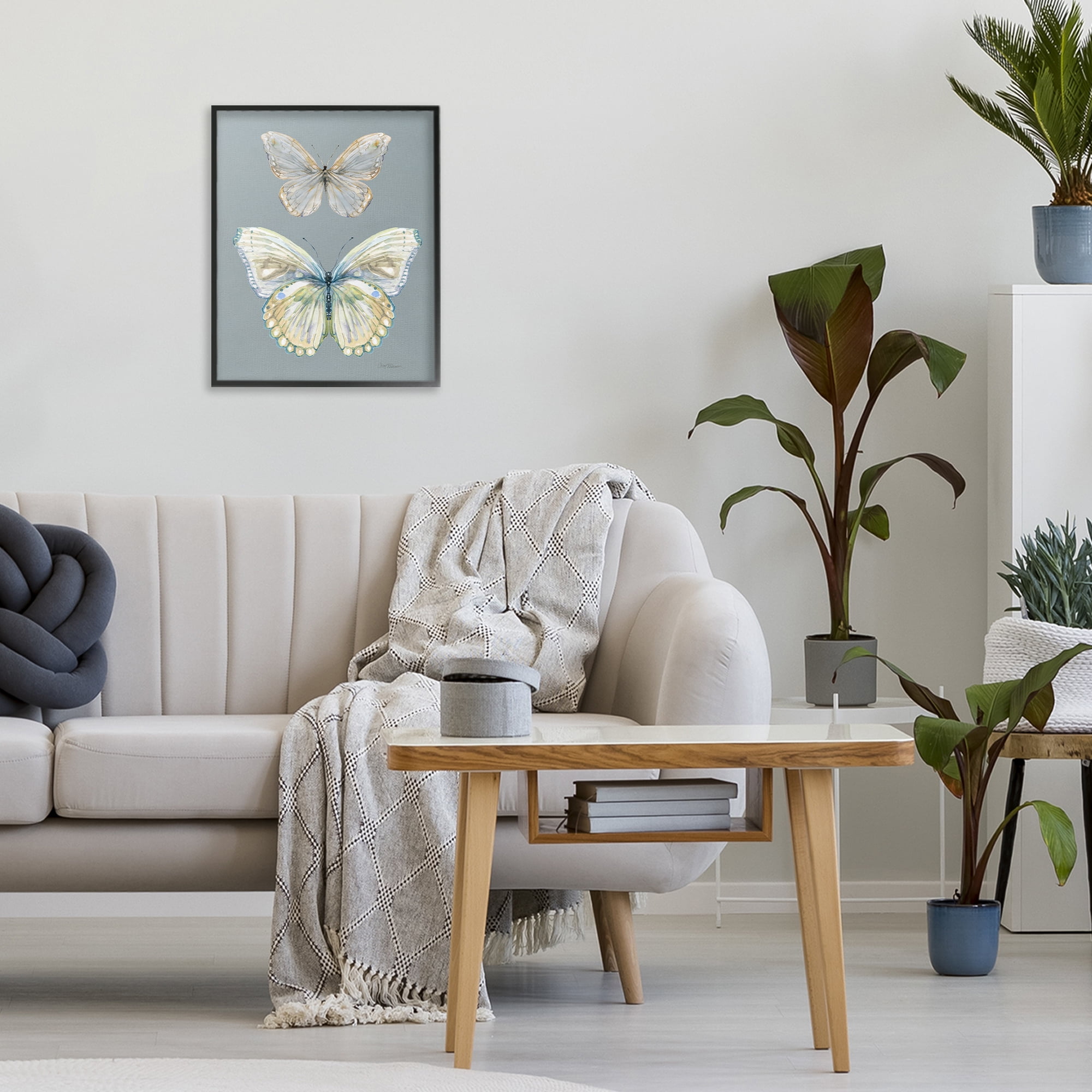 Stupell Industries Butterfly Pair Study Black Framed Giclee Art, design by Carol Robinson