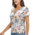 thumbnail image 2 of Wukai Lilies Flowers Casual V-Neck Graphic Tees for Women: Lightweight and Breathable Summer Tops with Stylish Design-Large, 2 of 8