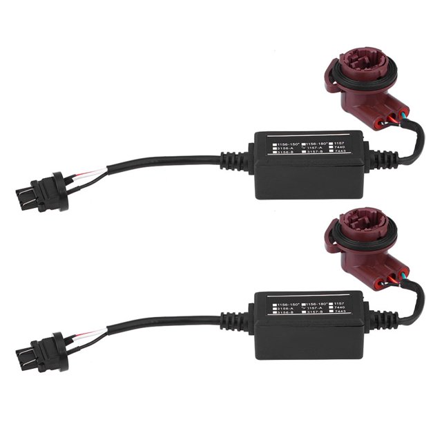 LNGOOR 3157A Adaptateur de Décodeur LED, Lot de 2, Canbus Anti-Clignotement Hyper Clignotant, Annulation d'Erreur, Lumière de Frein Universelle, Correction pour Ampoules LED, Compatible avec la Plupart des Véhicules