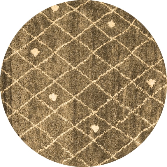 Ahgly Company Indoor Round Trellis Brown Modern Area Rugs, 4' Round