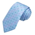 thumbnail image 6 of Jacob Alexander Men's Woven Square Deco Pattern Slim 2.5 inch Width Neck Tie - Teal Light Blue, 6 of 6