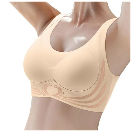 Wireless Bras for Women  Push-up Full Coverage Seamless Supportive Push Up Bralettes Everyday No Underwire Anti Sagging Bra Sports Bras (#Beige  4X-Large)