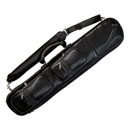 LUCASI LC11A Hard Pool Cue Case – 1x1, Black Leatherette, With Carrying Strap & Accessory Pockets