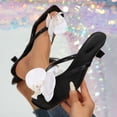 thumbnail image 4 of Square Open Toe Flip Flops for Women Kitten Heel Thong Sandals with Elegant Butterfly Decor Party Dress Shoes Slides Black Size 9.5, 4 of 7