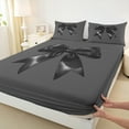 thumbnail image 3 of Feelyou Cartoon Black Bowknot Twin Sheet Sets for Kids, Princess Fairy Tale Twin Fitted Sheet, Kawaii Ribbon Flat Sheet, Ultra Soft Home Decor, 3pcs, 3 of 7