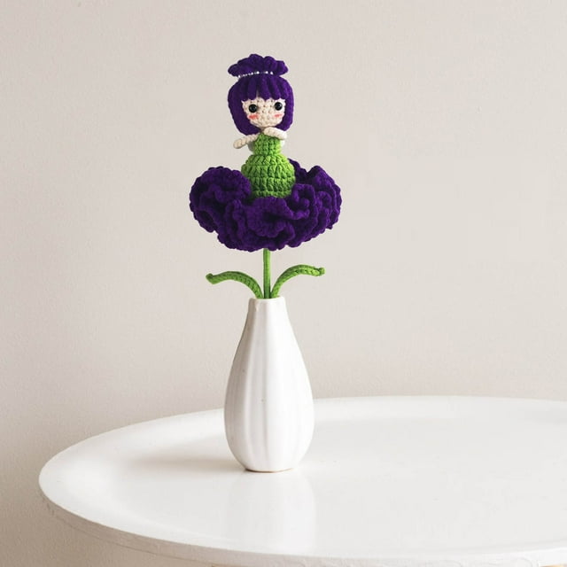 Bouquet Féerique d'Oeillets au Crochet Tissé à la Main, Fini, pour Arrangement Floral Bricolage à la Maison