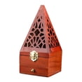 thumbnail image 2 of Quemador de incienso de madera, quemador de incienso de madera, porta incienso en forma de pirámide con Madera roja alta, 2 of 9