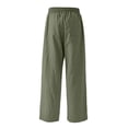 thumbnail image 4 of WUANDIXFA Girls Sweatpants 5-15 Years Girls Linen Pants Drawstring Wide Leg Pants Summer Flowy Palazzo Beach Trousers with Pockets,Mint Green,5-6 Years, 4 of 5