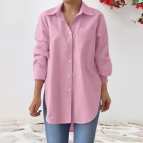 Silk Blouses Womens Down Shirts For Women Long Sleeve Dress Shirt Collared Blouse Tops Tunics,Pink Women Blending Shirts XL