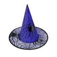 thumbnail image 2 of BRGZLK Adults Halloween Witches Hat Halloween Spider Web Wide Brim Pointed Witch Hat Festival Party Costume Hats, Witch Costume Accessories Blue Free Size, 2 of 4