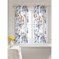 thumbnail image 3 of Blue Brown Spring Floral Curtains 45 Inch Length, Sheer Curtains for Bedroom Living Room Window Summer Botanical Art Rod Pocket Voile Drapes Kitchen Curtains Small Half Window 42"x45" 2 Panels, 3 of 6