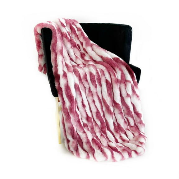 Plutus Brands Plutus White Berry Snow Chinchilla Faux Fur Luxury Throw Blanket, 70L x 90W