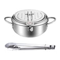 thumbnail image 1 of Deep Fryer Pot Tempura Frying Pot with Lid Cookware Soup Pots Oil Frying Pan for 28cm and clip, 1 of 9