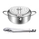 thumbnail image 1 of Olla freidora de acero inoxidable, utensilios de cocina extraíbles multiusos con termómetro plata 28cm y clip, 1 of 9