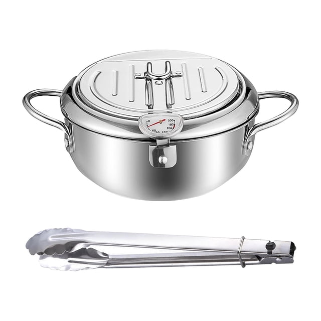 Deep Fryer Pot Tempura Frying Pot with Lid Cookware Soup Pots Oil Frying Pan for 28cm and clip