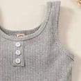 thumbnail image 6 of TAmten Toddler Baby Girl T Shirt Shorts Set Waffle Bow Sleeveless Slip Ruffle Tops Matching Outfit Spring Summer Clothes(Grey,18-24 Months), 6 of 7