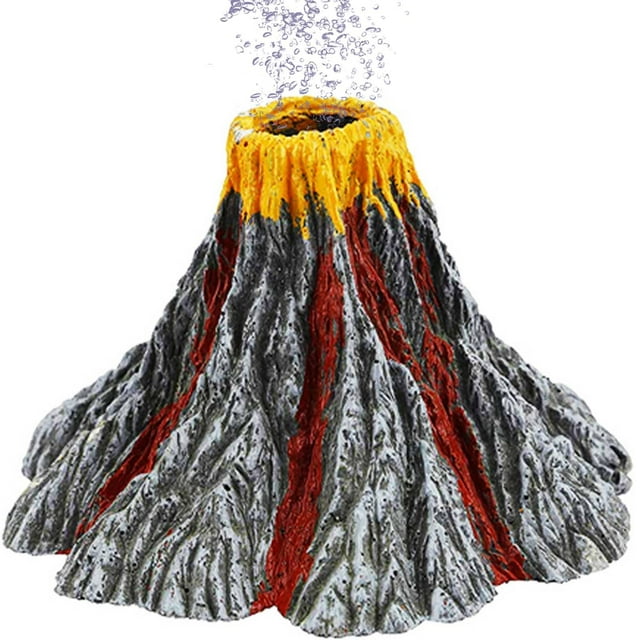 Decoración de burbujeador de aire para acuario, adorno de volcán realista para pecera de acuario (Volcano-L) para pecera, acuario