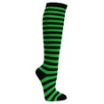 thumbnail image 3 of COUVER Women 0.5" Stripe Fashion Costume Knee High Socks, Black / Bright Green, 1 Pair, 9-11, 3 of 6
