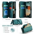 thumbnail image 3 of CaseMe Leather for iPhone 17 6.3-inch Case Wallet【RFID Blocking】with 7-Card Holder Zipper Bills Slot, Soft PU Leather Magnetic Shoulder Wrist Strap for iPhone 17 6.3-inch Wallet Case Women,Green, 3 of 11