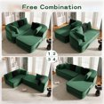 thumbnail image 4 of 106" Teddy Fabric 32D Boneless Sofa,Modular Sectional Sofa with Curved Armrest,Contrast Color Design with Pillow,Fluffy Comfy Couch with L Shaped Chaise,for Living Room,No Assembly Required,Green, 4 of 7