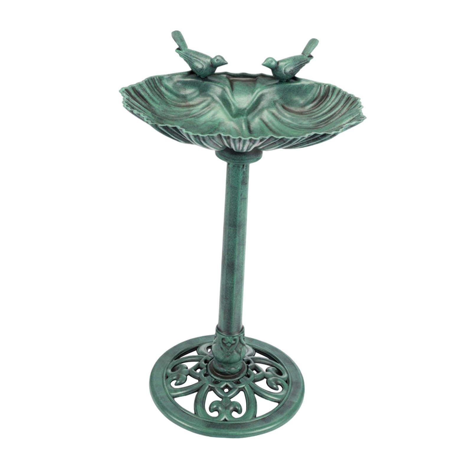 koolsoo Bird Bath for The Garden - Decorative Eye-catcher: Freestanding Bird Bath on A Pedestal, Weatherproof, Feeder, Easy Assembly, Gift for Bird Lovers green