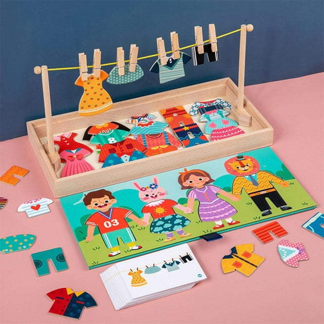 38 / Set ropa colgante de simulación interactivo de rápida entrenamiento educativo Montessori de clasificación para niños niñas Hugo clasificación de tarjetas de juego
